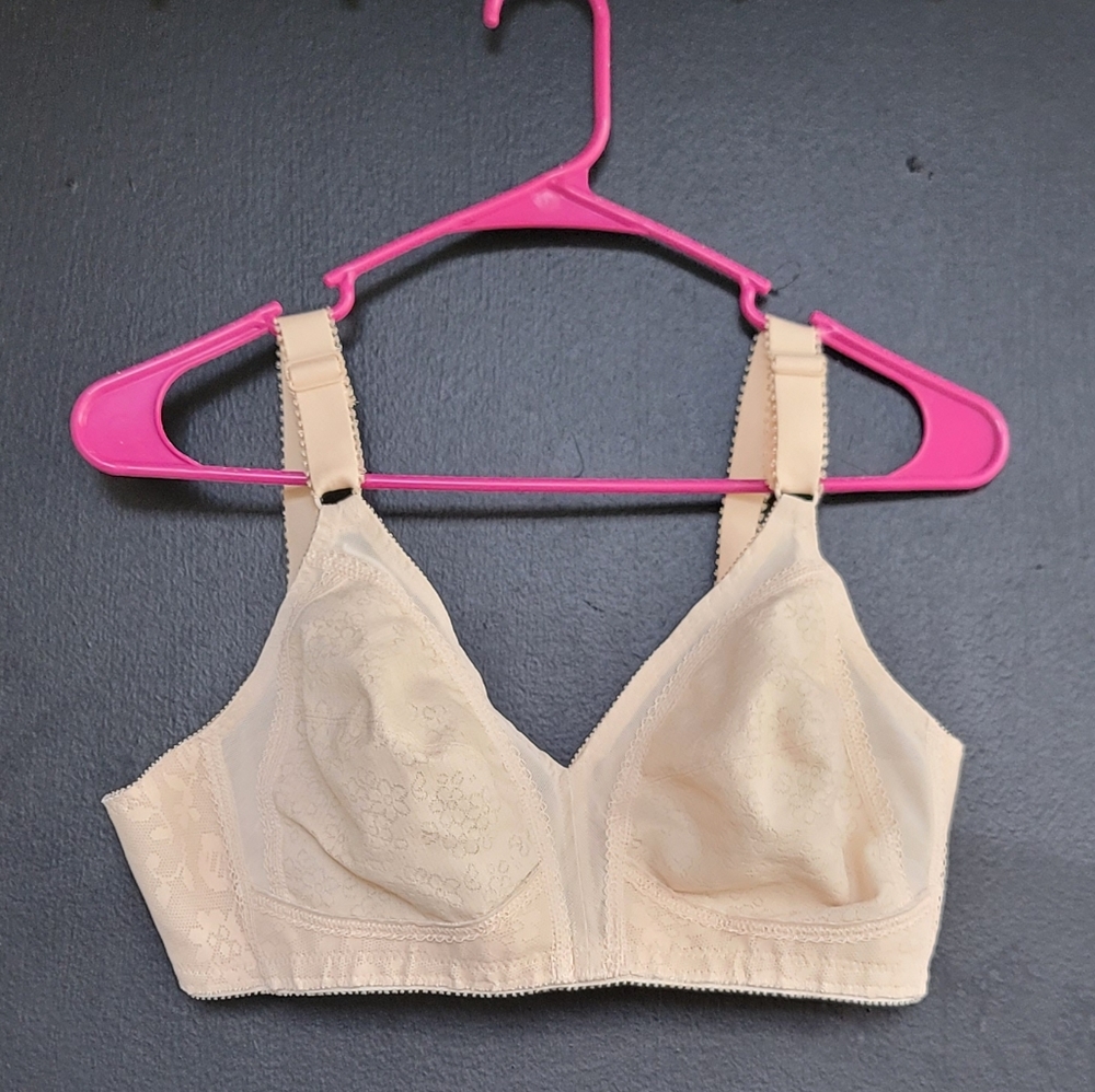 Timeless Comfort Style PL5360 Beige Floral Print Full Coverage Bra 38C - Picture 7 of 8